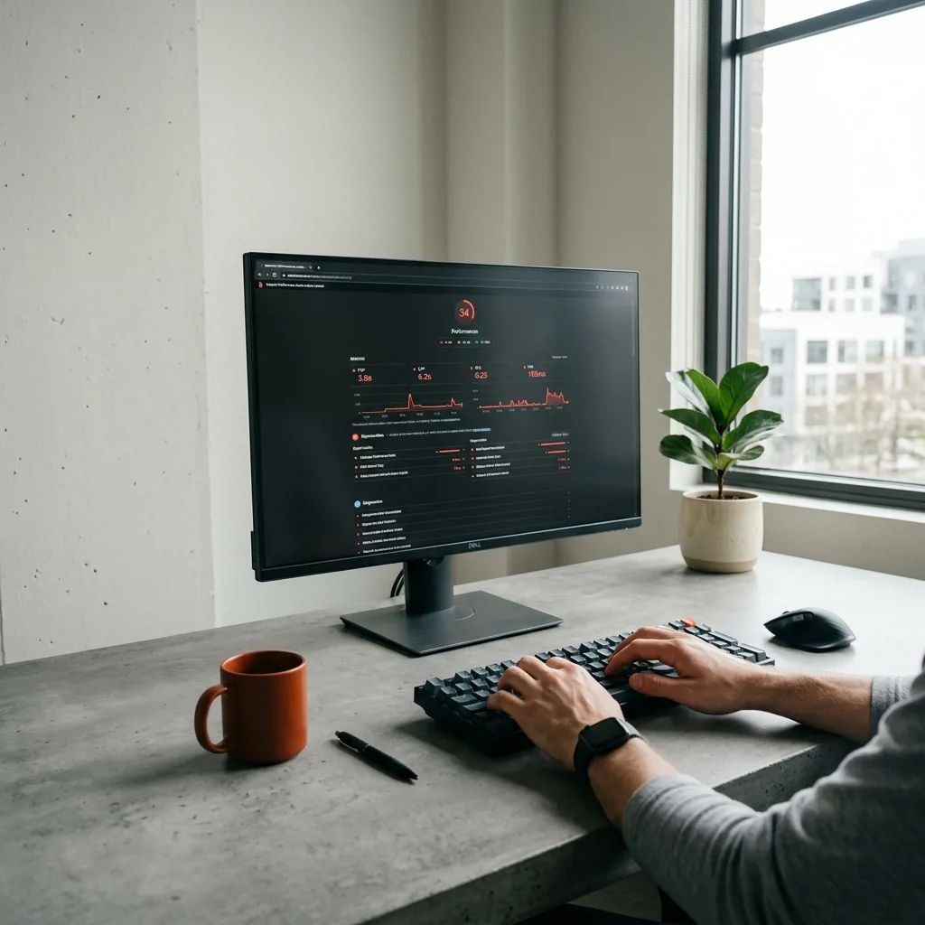 SEO-анализ сайта на мониторе разработчика